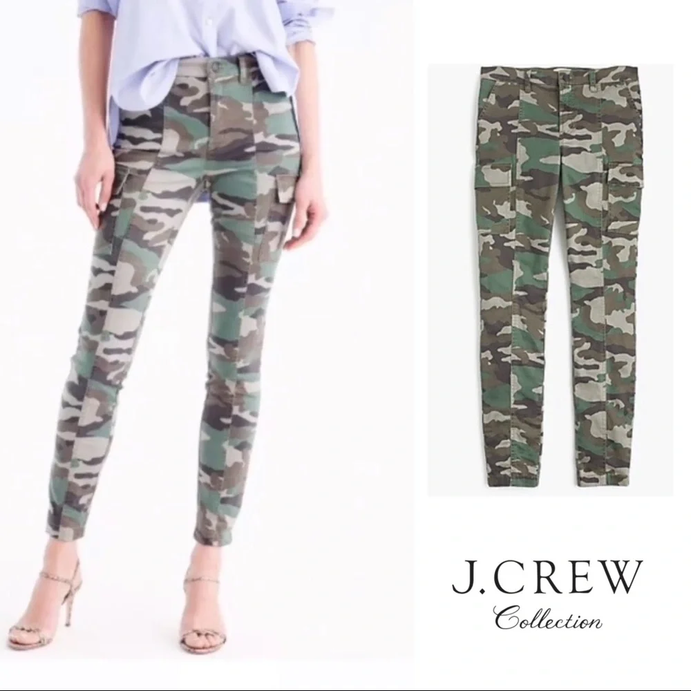 NEW J Crew Skinny Camo Army Fatigue Cargo Pants - Picture 1 of 9